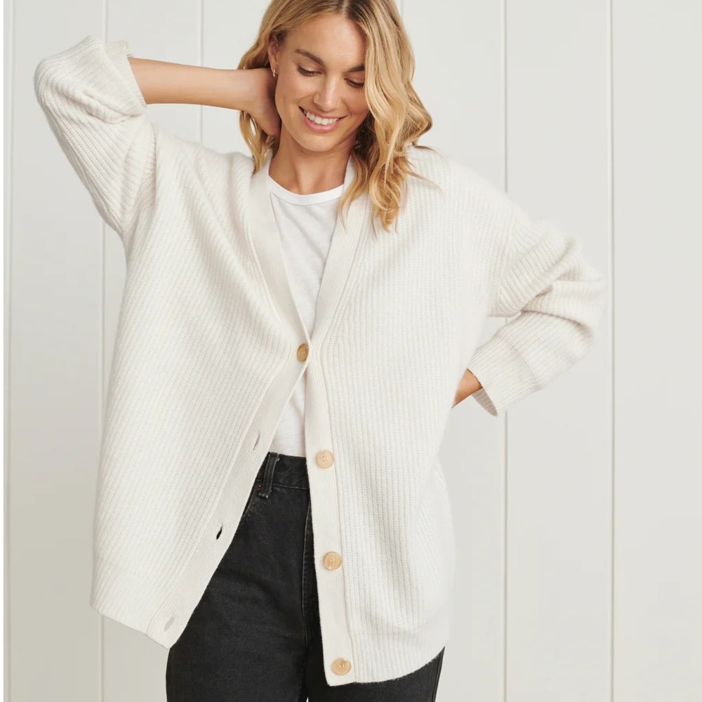 Ivory Cashmere Cocoon Cardigan from Jenni Kayne - size Large